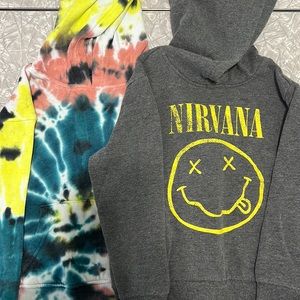 Nirvana & Tye Dye Hoodies Boys size Small 6/7